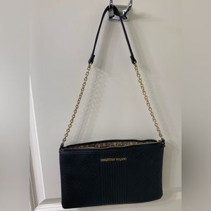 Christian Siriano Black Purse with gold chain x black leather strap